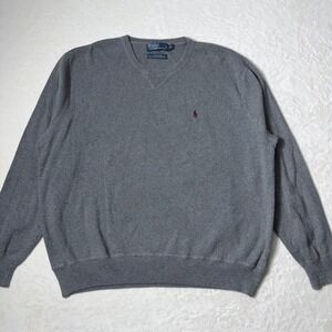 Polo Ralph Lauren Mens XL Gray 100% Cotton Crewneck Sweater Embroidered Pony